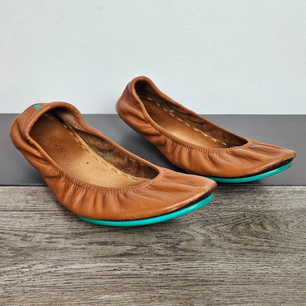 Tieks by Gavrieli Ballet Flats Womens Sz 11 Chestnut Brown Leather Foldable